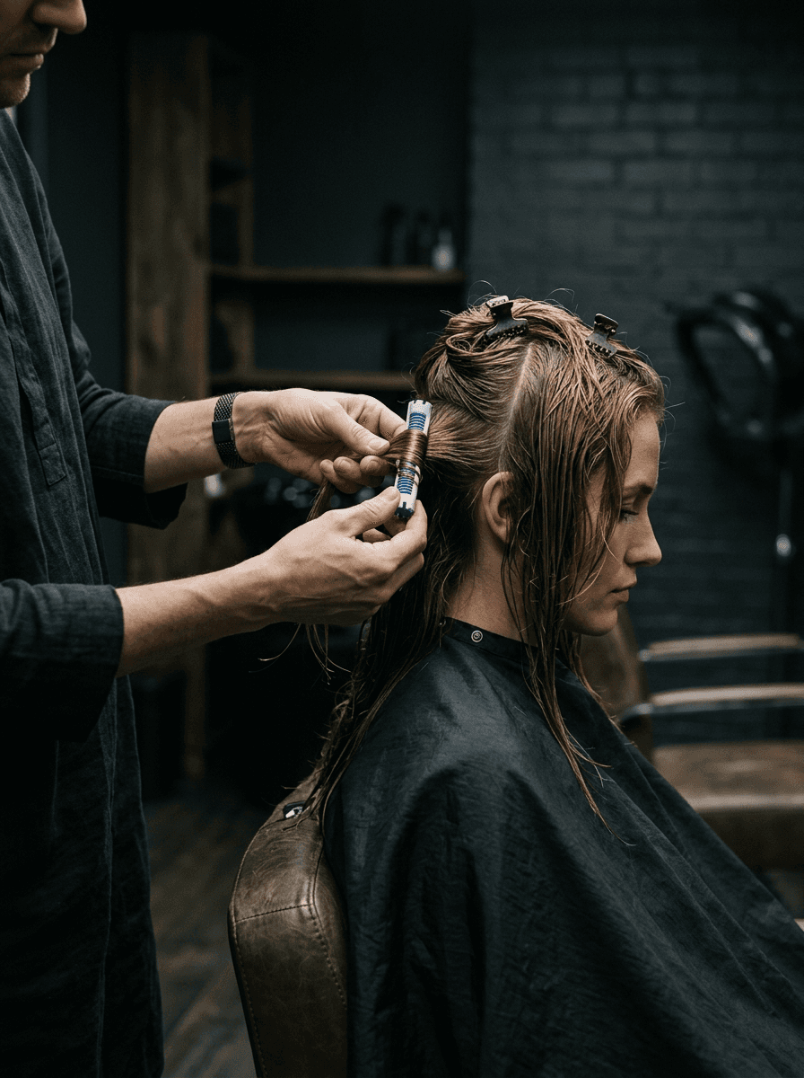 Perm procedure in salon