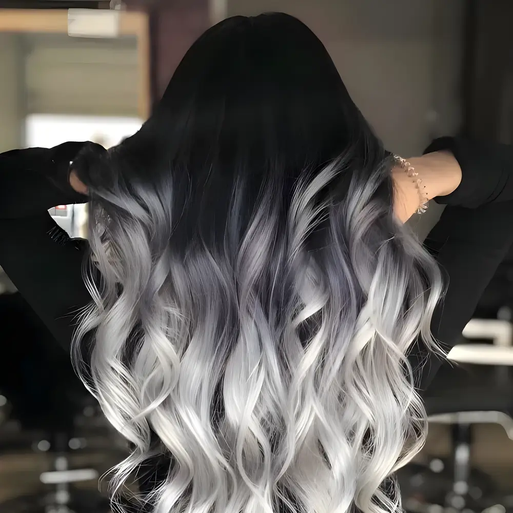 Păr vopsit ombré, șuvițe blond 1 long hair ombre